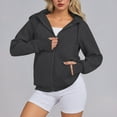 thumbnail image 4 of Womens Zip up Hoodies Cropped Sweatshirts Casual Comfy Cute Zip Jackets Fashion Trendy Fall Outfits, 4 of 7