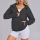 thumbnail image 4 of Tops de otoño para mujer,Sudadera con capucha y cuello alto de manga larga para mujer, color liso, con cremallera y bolsillo, tela de poliéster, ropa informal, sopatenor, 4 of 8