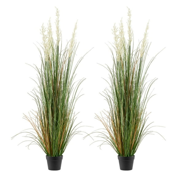 VEVOR Artificial Grass Plant, 2 Pack 59 inch Faux Reed Flower Grass in Pot, Premium PVC Fake Greenery Shrubs Plant for Indoor Outdoor House Home Garden Office Room Décor, Housewarming, Green
