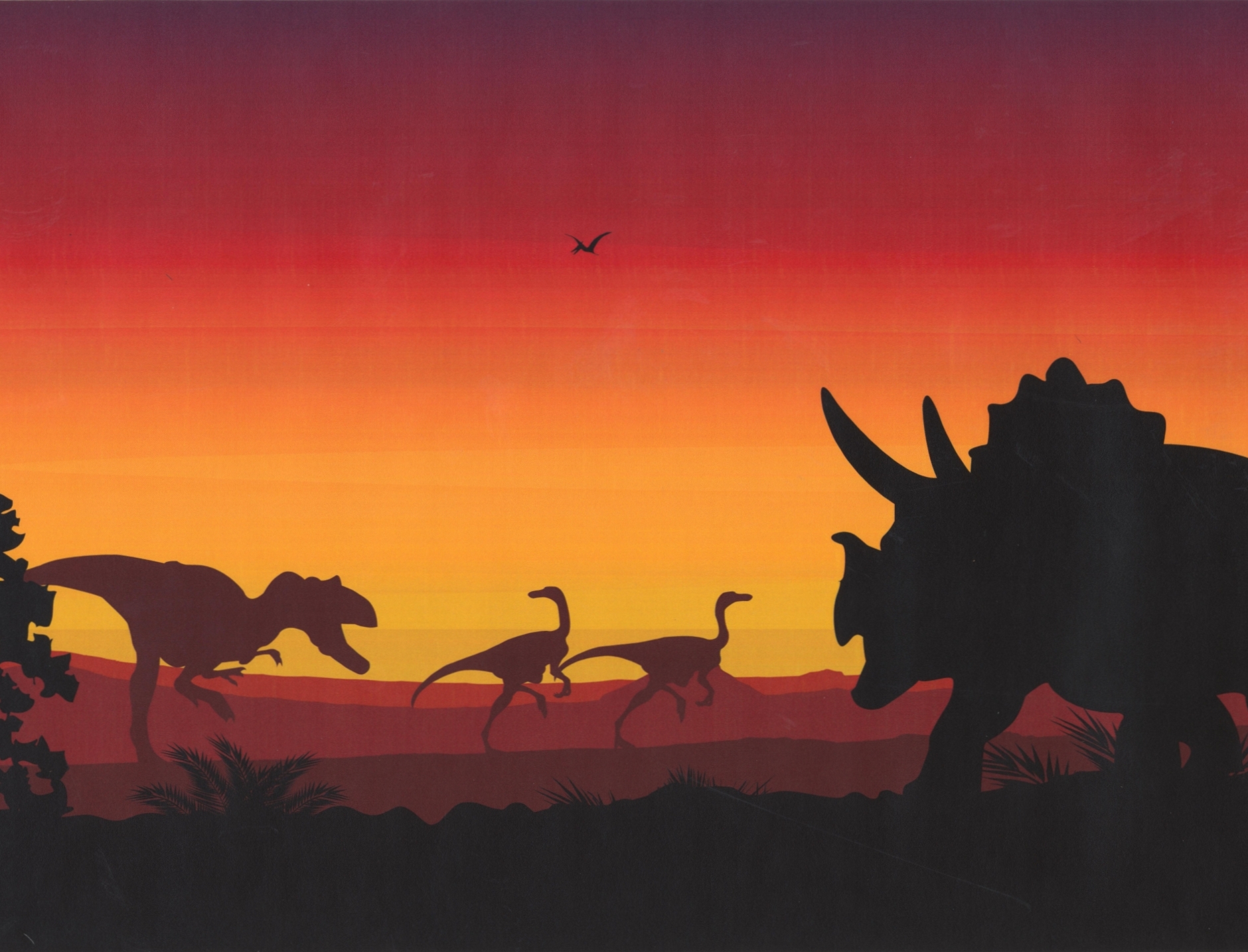Wallpaper Border Prehistory Dawn Dinosaurs Pterodactyls Extra Wide