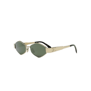 Celine CL40254U Gold Havana w/ Green Lens Metal Triomphe Hexagon Sunglasses