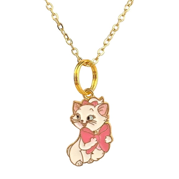 Marie Aristocats Necklace Cartoon Cat Charm Pendant in Velvet Jewelry Bag