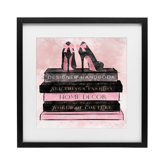 Stupell Industries Contemporary All Things Fashion Book Stack Black Framed Print Under Glass, 13 x 13, by Natalie Carpentieri