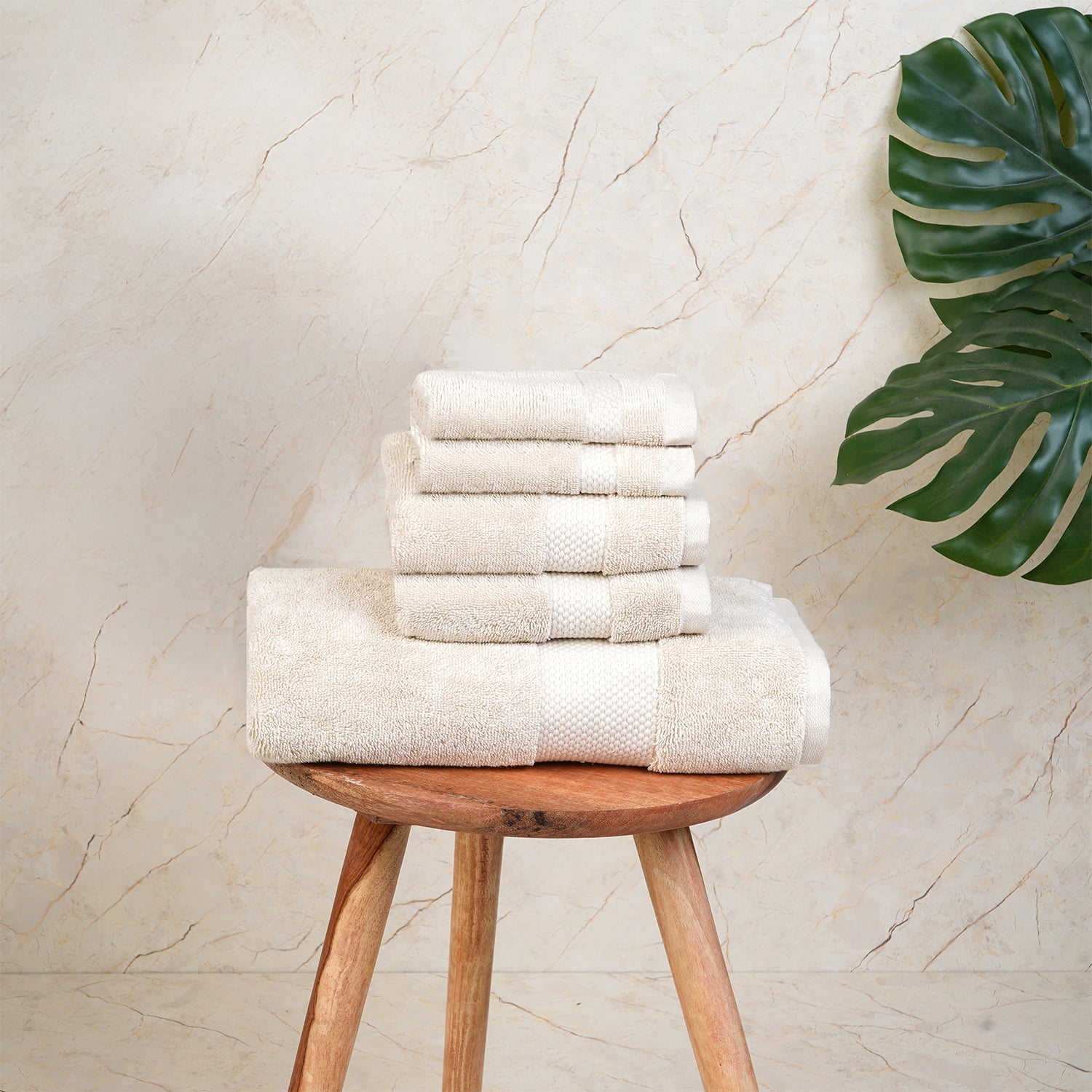 100% Organic Cotton Towel Set of 6 – GOTS & Oeko-TEX Certified – Soft, Ultra Absorbent, Quick Dry – Includes 2 Bath Towels, 2 Hand Towels, 2 Washcloths – Farm to Home by MicroCotton - Sand