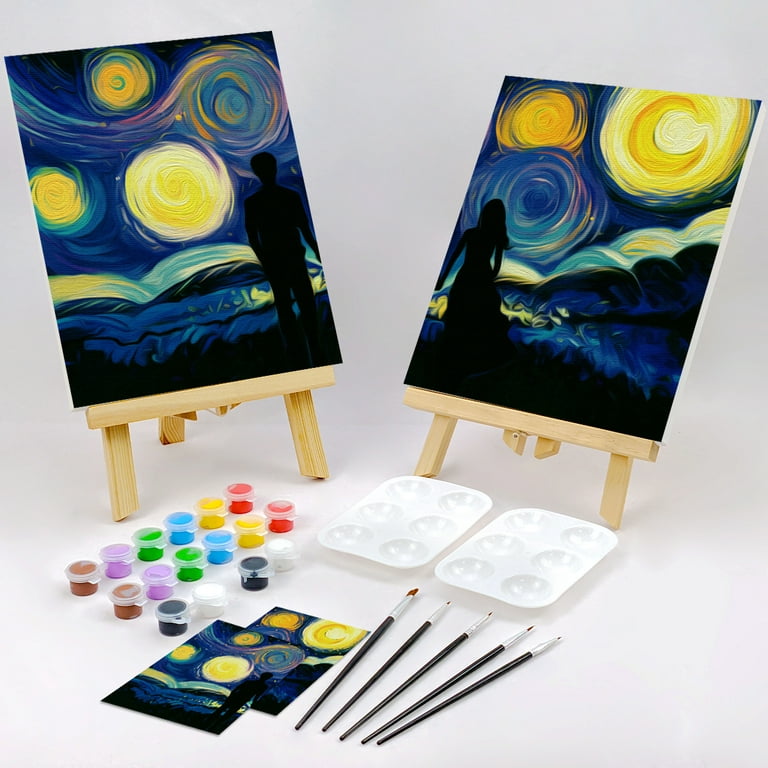  LAIAMER 2 Pack Paint and Sip Canvas Painting Kit Bundle Drawn  Canvas for Painting for Adults Stretched Canvas Valentine's Day Adult Sip  and Paint Date Night Party Favor(8x10)