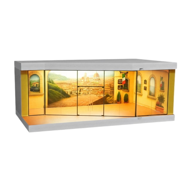 Yinanstore 1/64 Model Car Display Case Simulated Scene Decoration Collectible DIY Realistic Miniature Scenario Model Toy Car Storage Box Style A