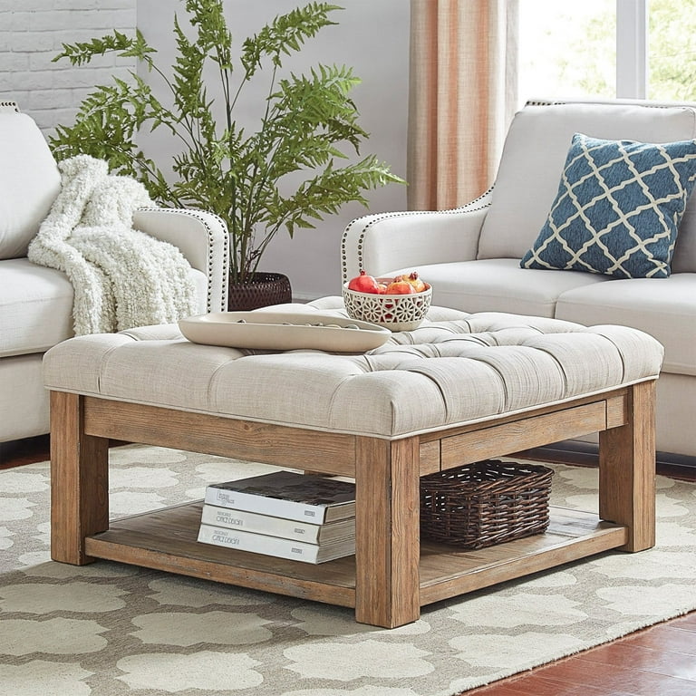 Lennon pine planked storage ottoman coffee table by inspire q artisan deals