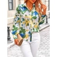 thumbnail image 3 of PRETTYGARDEN Women's Floral Blouses Dressy Casual V Neck Button Down Shirts Lantern Long Sleeve Boho Chiffon Spring Tops, 3 of 10