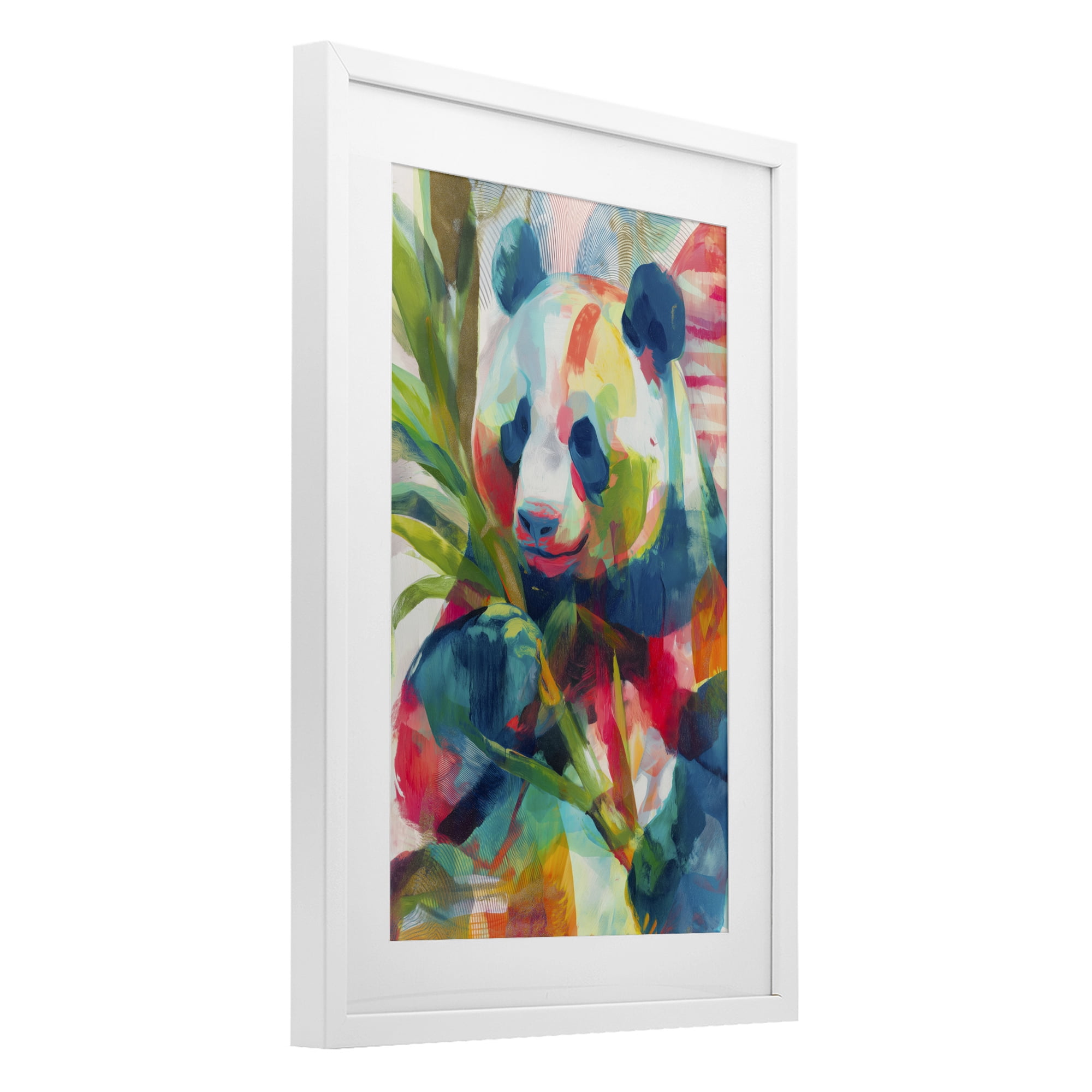 Stupell Industries Expressive Panda In Bloom White Framed Print Under Glass, design by Chromatic Storm Studio