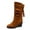 Brown, variant on jsaierl WomensFaux Suede Knee High Boots Wide Calf Pointed Toe High Chunky Heel Wedge Boots Side Zipper Booties