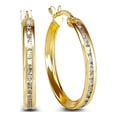 thumbnail image 2 of Precious Stars 14K Yellow Gold Cubic Zirconia 13-mm Hoop Earrings, 2 of 4