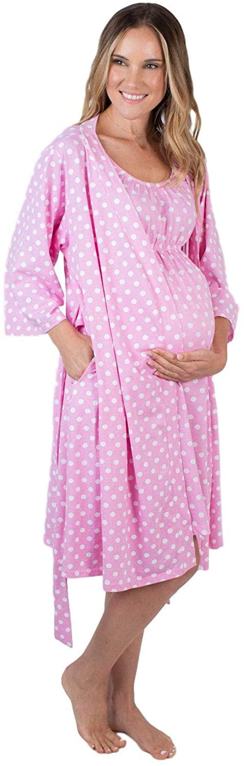 Baby Be Mine Maternity/Nursing Sleeveless Nightgown & Delivery Robe Set 