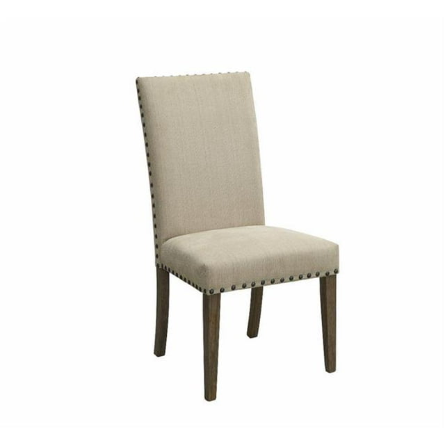 Transitional Wooden Side Dining Chair, Tan Brown - Set of 2