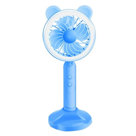 

Mini Fan Desktop Cartoon Small Mini Cool Practical Fan Night Light for Home School Office (Blue)
