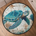 thumbnail image 6 of CURLYOOT Round Rug 3ft Teal Turtle Retro Abstract Area Rug, Washable Circle Mat Non Slip Floor Carpet Mat, Soft Indoor Rugs for Entryway Living Room Dining Room Bedroom, 6 of 7