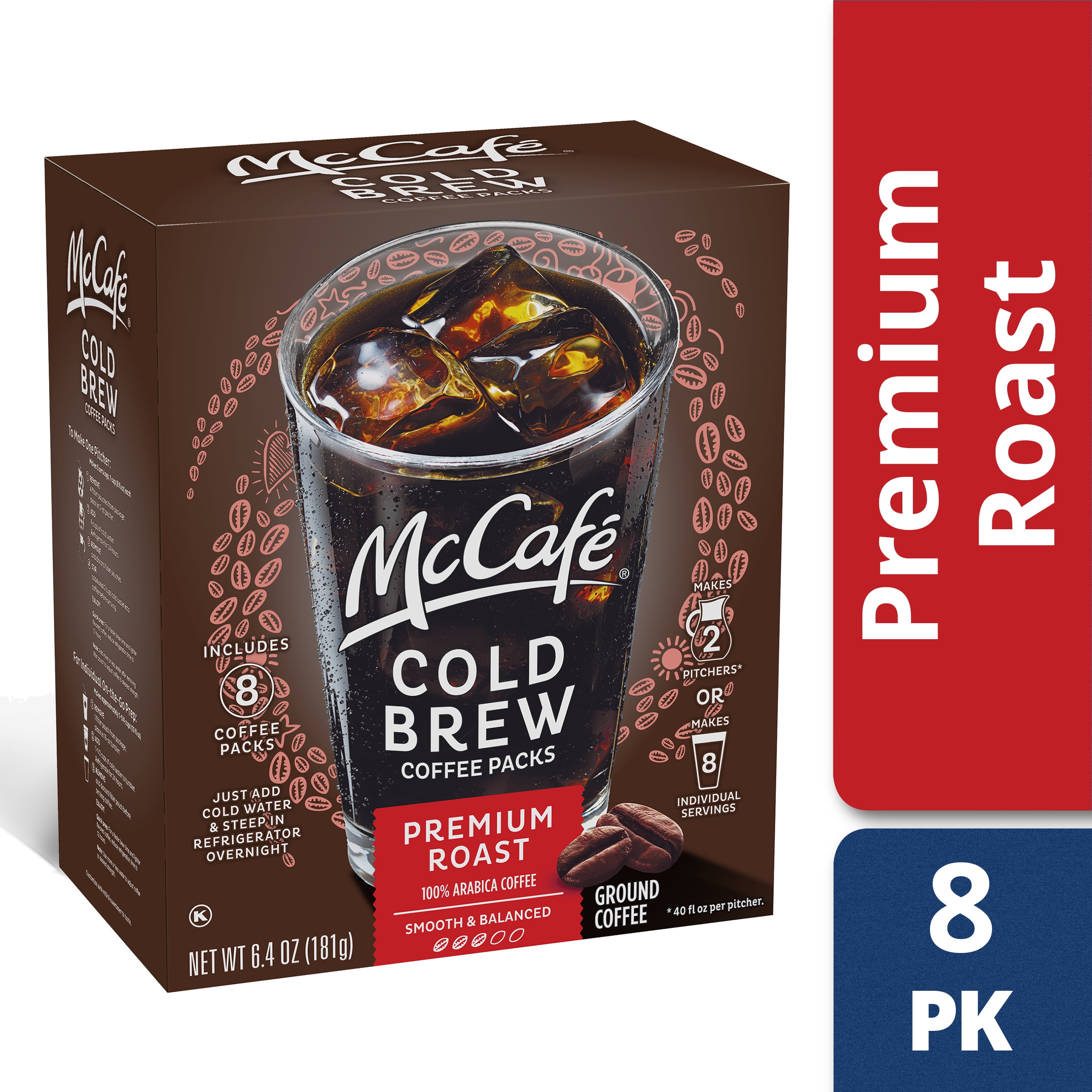 McCafe Premium Roast Roast Cold Brew Coffee Packs, Caffeinated, 8 ct