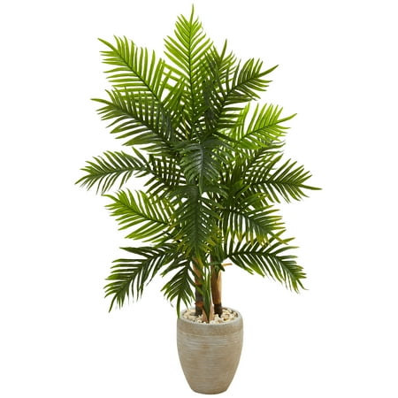 Nearly Natural 5’ Areca Palm Artificial Tree in Sand Colored Planter (Real Touch)