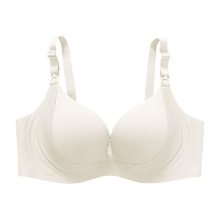 DXOUPM Women s Wireless Bra Nursing Bras for Breastfeeding Seamless Smooth Comfort Wirefree T Shirt Bra White 36