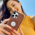thumbnail image 2 of Decase Compatible with MagSafe Case for iPhone 11 Pro Max, Rugged Shockproof Luxury PU Leather Slim Logo View Classic Non-Slip Lightweight Protective Cover Case, brown, 2 of 8