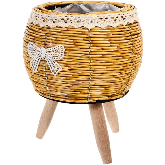 FRCOLOR  Imitation Bamboo Triangular Wooden Leg Flower Pot