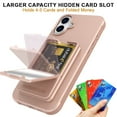 thumbnail image 3 of Designed for iPhone 16 Wallet Phone Case,Built-in Mirror,With Card Holder(Hold 4-5 Cards and Folding Money),Heavy Duty Shockproof Military Grade Protection Rugged Phone Case,Rosegold, 3 of 7