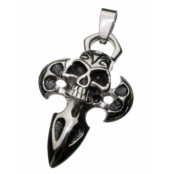 R.H. Jewelry Stainless Steel Pendant, Solid Heavy Skull Cross for Men