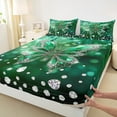 thumbnail image 3 of jejeloiu Chic Butterfly Full Size Sheets,Diamond Moth Bed Sheets,Green Sliver Sheet Sets For Girls Kids,Luxury Bedroom Decor,4 Pieces, 3 of 7