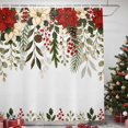 thumbnail image 3 of Christmas Red Poinsettia Shower Curtains for Bathroom, Winter Xmas Flowers Eucalyptus Waterproof Fabric Shower Curtain, Decorative Bathroom Curtain for Bathtub, 72"x72", No Hooks Included, 3 of 8