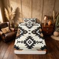 thumbnail image 4 of Manfei Southwestern Geometric Twin Sheets, Hippie Aztec Bedding, Brown, Black and White, Reversible 3-Piece1 Flat Sheet + 1 Fitted Sheet + 1 Pillowcase, 4 of 6