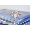 thumbnail image 3 of Natural Moonstone Ring Set, 2Ct Oval Cut Moonstone Vintage Ring Set, Rose Gold Ring Unique Curved Ring, Size 9, 3 of 5