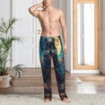 thumbnail image 5 of Goofa Starry Sky Moon Wolf Leader Pattern Printed Soft Pajama Pants for Men, Wide Leg Comfy Casual Lounge Yoga Pants-Small, 5 of 9