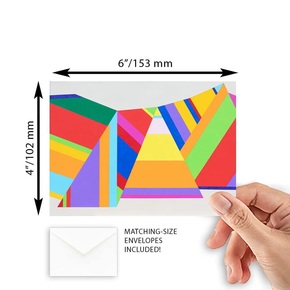 Geometric Shapes Thank You Blank Note Greeting Cards | 20 Pack Bulk Set (4X6)