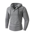 thumbnail image 6 of Men's Solid Color Stand Collar Quarter-Zip Hoodie, Casual Pullover Sweatshirt with Button Placket, Loose Fit Big & Tall Activewear, Fall Spring Gym Workout,Gray,3XL, 6 of 8