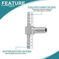 thumbnail image 3 of 2Pcs 5/16" Conector de manguera Tee, Adaptador de conector de manguera de tubo de acero inoxidable de 3 vías para sistemas de vacío, Conexiones de tubería industrial, Plata, 3 of 6