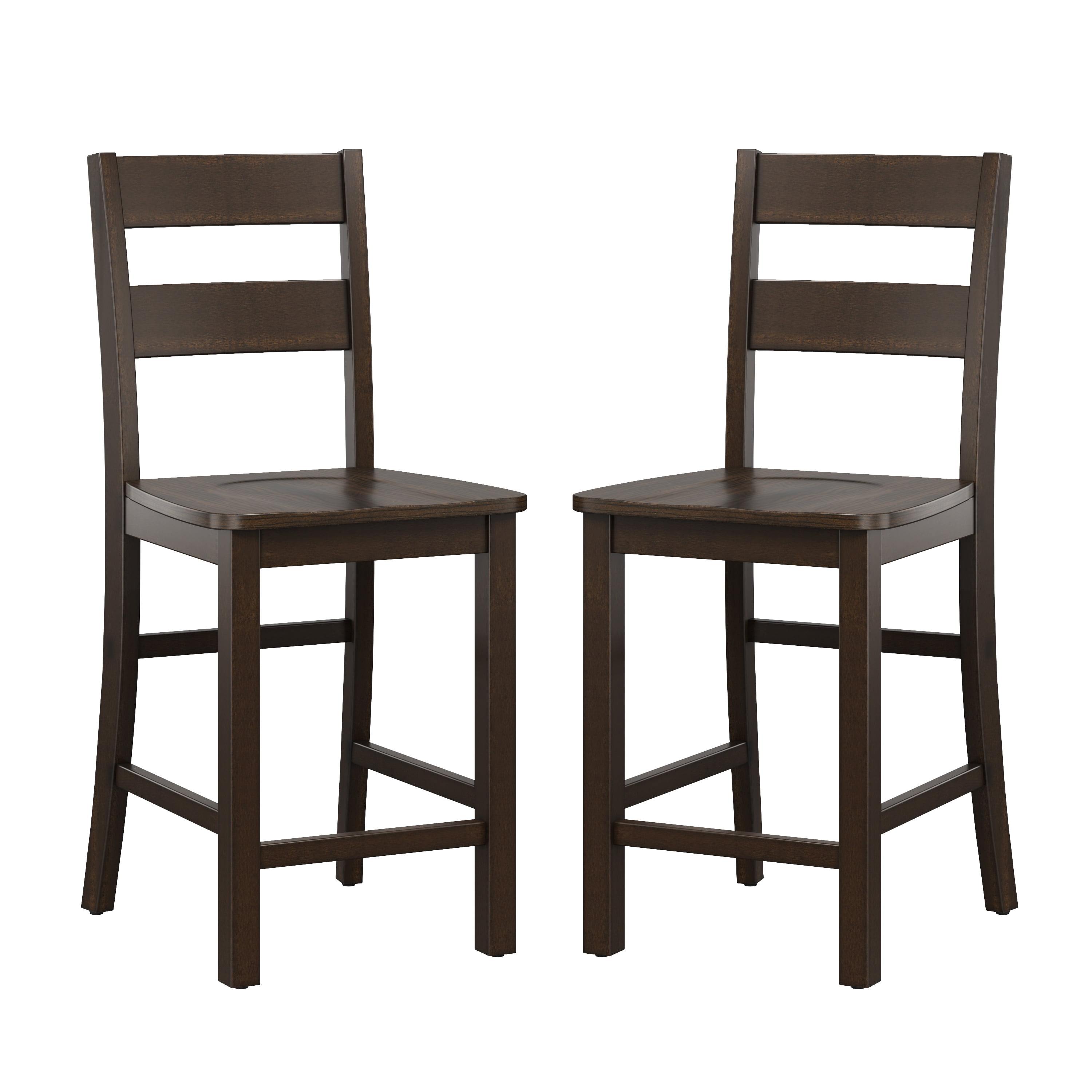 Mainstays Eastwood Full Back Adjustable Height Barstool with Leg Extensions, 2 Pack, Brown