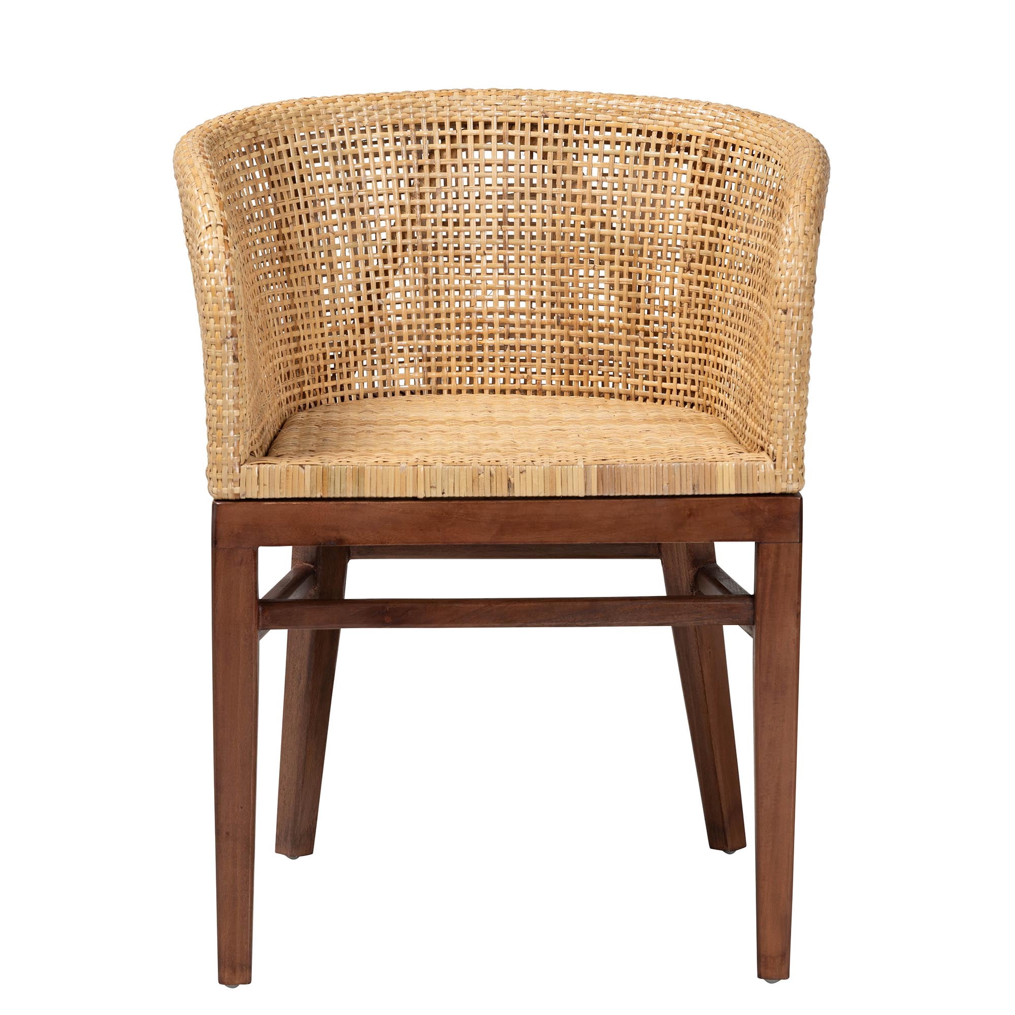 bali & pari Papua Rattan and Acacia Wood BOHO Dining Chair, Natural Brown