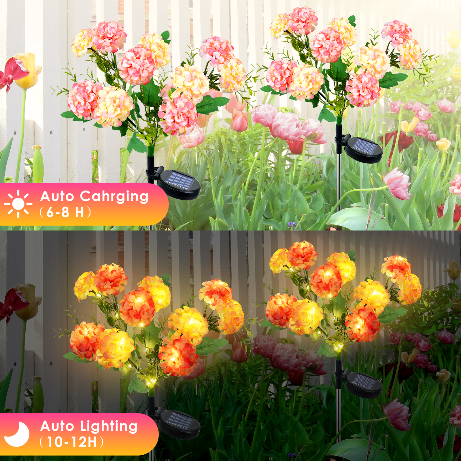 Qoosea Solar Hydrangea Flower Lights 2-Pack 10 Heads photo 6