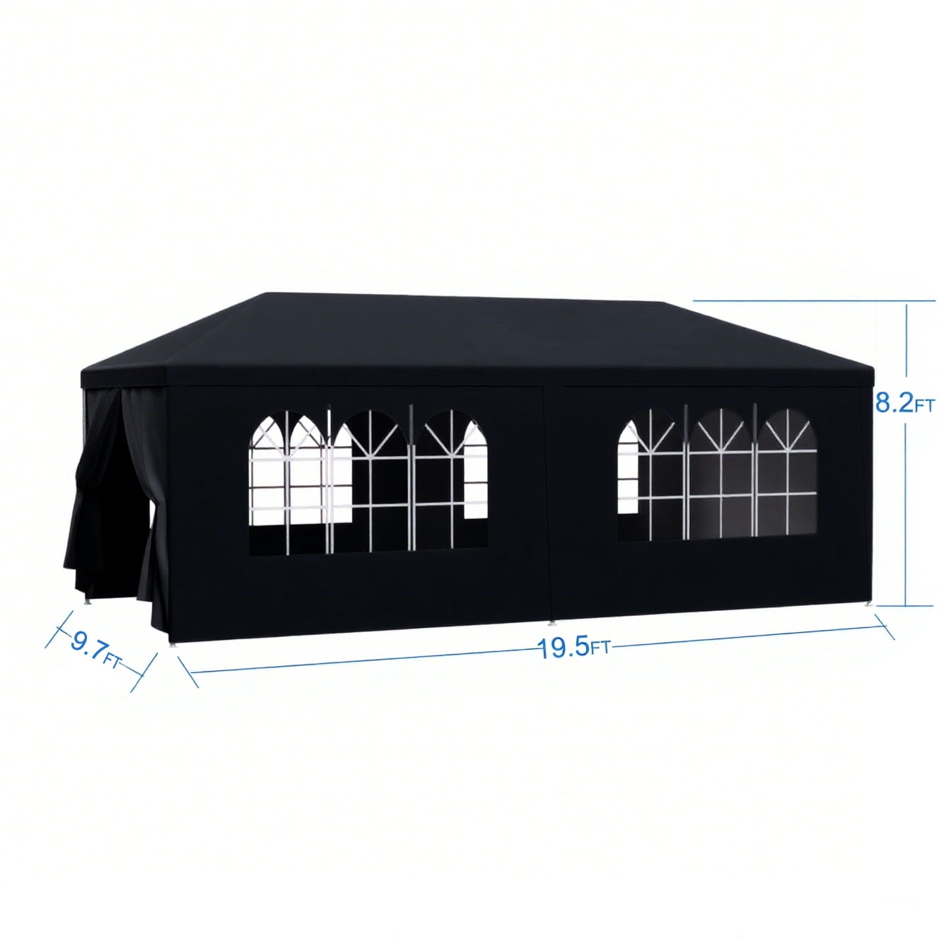 BaPiPro 10x20 ft Outdoor Party Canopy Tent with 6 Removable Sidewalls, Waterproof Wedding Gazebo for Backyard & Events, Black