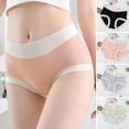 thumbnail image 4 of opolski Women Underpants Seamless Color Matching Soft Breathable Mid Waist Moisture-wicking Elastic Anti-septic Butt-lifted Lady Briefs Panties, 4 of 8
