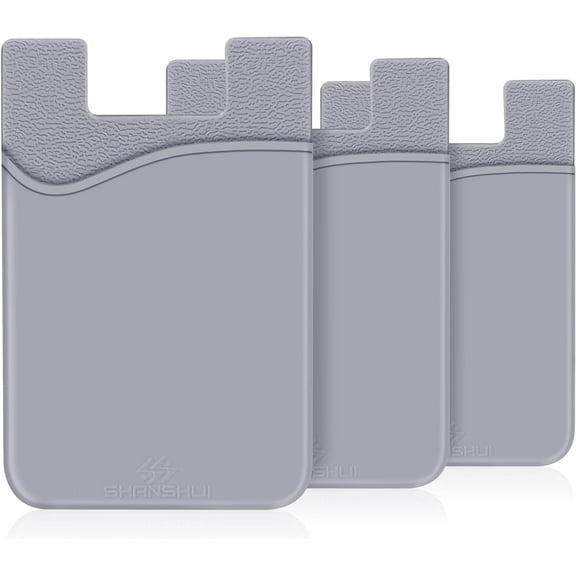 Phone Card Holder, Credit Card Holder Compatible with Every Phone iPhone, Android & Most Smartphones (Gray / 3pcs)