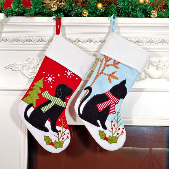 Dalrosia Christmas Stocking Large Cute Dog Cat Hanging Stocking for Christmas Party Fireplace Decoration New Year Dog Gift Supplies