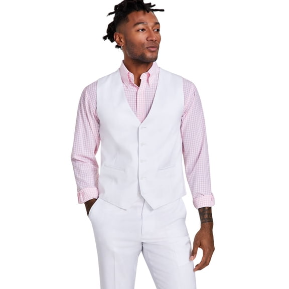 Tayion Mens Classic fit Button-Up Suit Vest XL White Solid