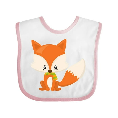 

Inktastic Cute Fox Wearing A Scarf Orange Fox Little Fox Gift Baby Boy or Baby Girl Bib