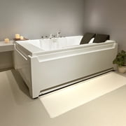 73 x 48 Whirlpool Bathtub for 2-Person with 8 Hydro Massage Jets & Chromatherapy LED Lights, 1HP UL Certified Pump, 3-Sided Apron Acrylic Soaking Tub, Left Drain, 110 Gallons, White