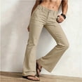thumbnail image 6 of Hvogkswy Straight Leg Cargo Pants Women, Solid High Waist Flared Pants Button Zipper Pullover Lightweight Casual Hiking Pants with Pockets, 6 of 6