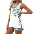 thumbnail image 5 of Sleeveless Shirts for Women Summer Casual V Neck Floral Printed Flowy Tank Tops Loose Blouses with Side Split (S, Multicolor 3), 5 of 7