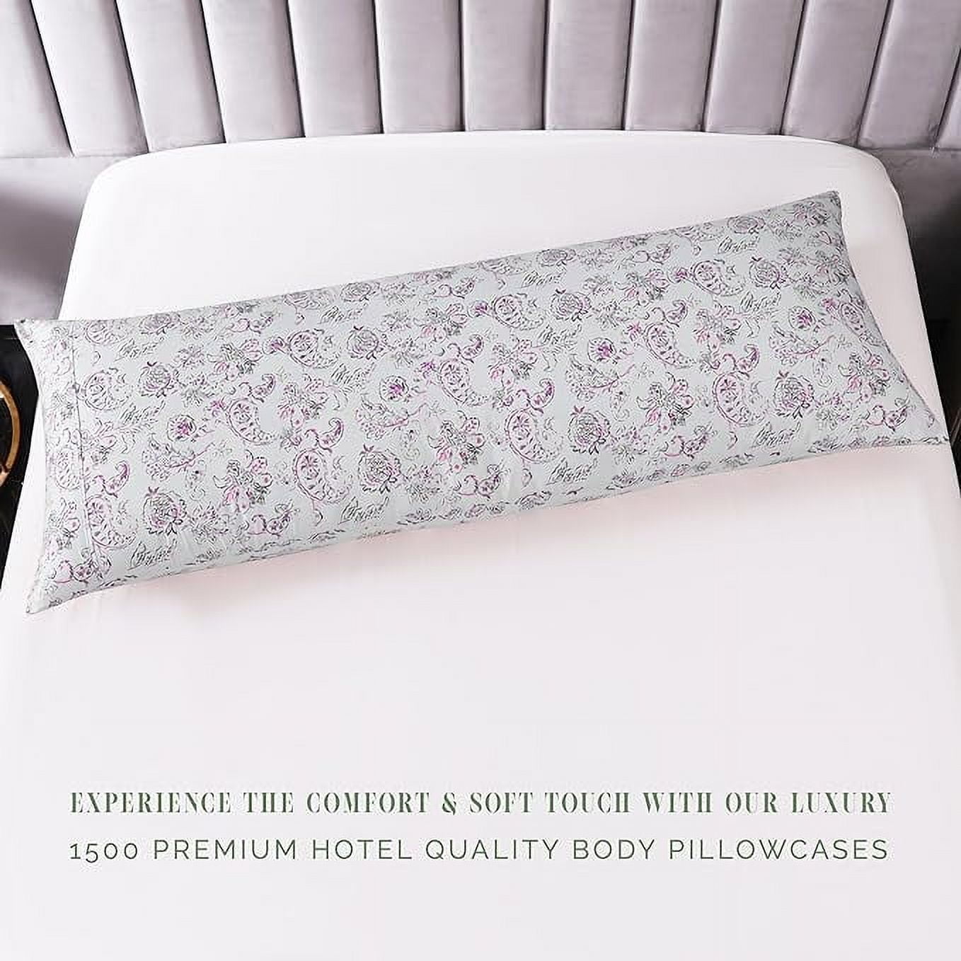 Floral Pint Pillowcase - 1500 Series Hotel Quality Microfiber, Soft and Smooth Hidden Zipper Closure - Body Pillowcase, Paisley Purple