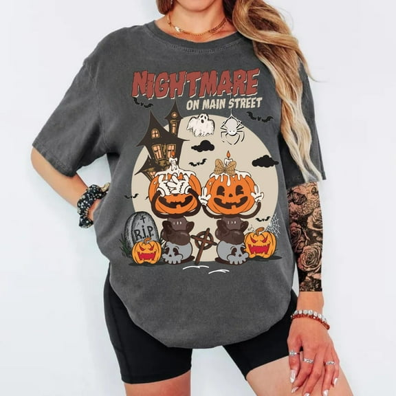 Costume Party T-Shirt, Spooky Season Tee, Pumpkin Heads Shirt, Black Cat Shirt, Haunted House T-Shirt, Nightmare On Main Street, Vintage Costume Party Tee, S-5XL Shirt