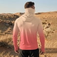 thumbnail image 6 of Men's Long Sleeve Sun Shirt with Hood and Mask, Ombre Color Block Design UPF 50+ Rash Guard, Lightweight Athletic Top Orange XXXL, 6 of 9