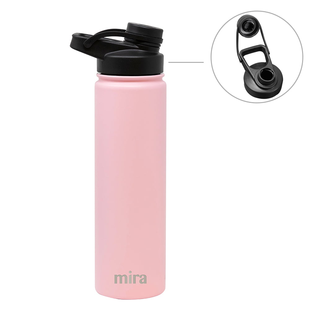 Mira 15 oz Kids Stainless Steel Water Bottle - Thermos Insulated Flask Keeps Cold - One Touch Straw Lid Cap, Sky - Dinosaurs